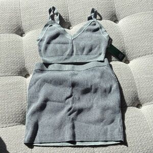 NWT Wild Fable gray ribbed 2-piece skirt and crop top tank top set size Medium